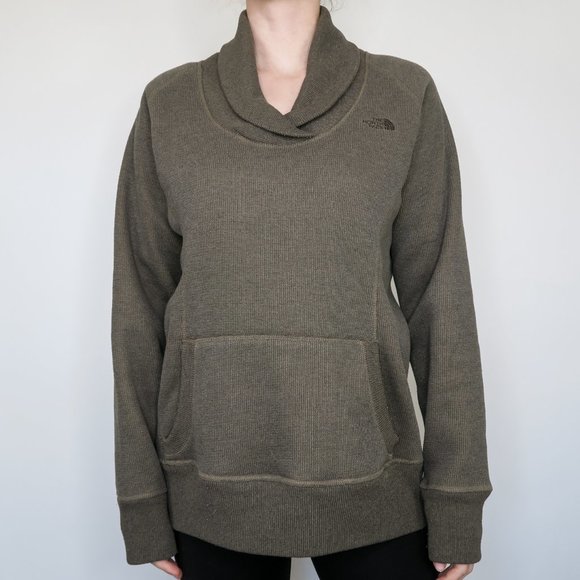 The North Face Olive Green Brown Cowl Neck Sweatshirt - Picture 2 of 7